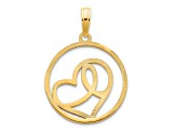 14k Yellow Gold Heart Circle Pendant