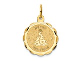 14K Yellow Gold Merry Christmas Disc Charm Pendant