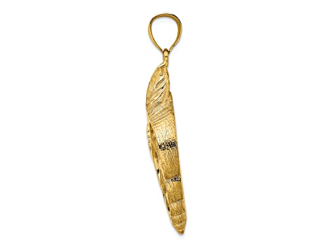 14k Yellow Gold Textured Cut-Out Conch Shell Skeleton Pendant