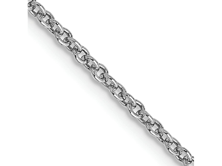 Rhodium Over 14k White Gold 1.6mm Solid Round Open Link Cable 24 Inch Chain
