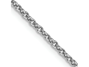 Rhodium Over 14k White Gold 1.6mm Solid Round Open Link Cable 24 Inch Chain