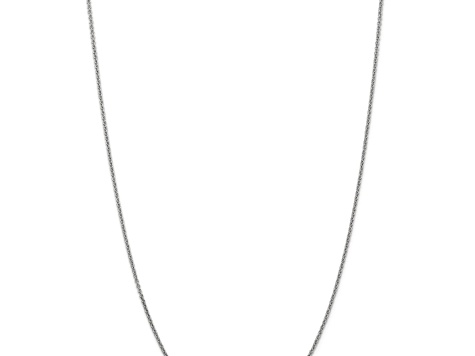 Rhodium Over 14k White Gold 1.6mm Solid Round Open Link Cable 24 Inch Chain