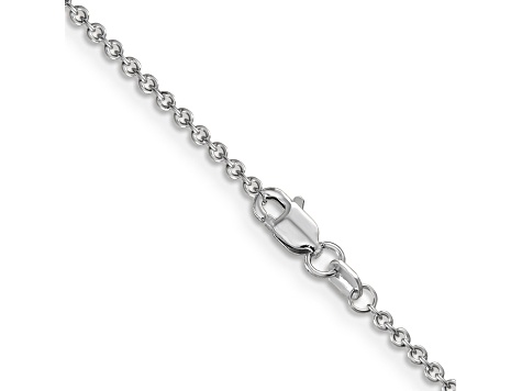 Rhodium Over 14k White Gold 1.6mm Solid Round Open Link Cable 24 Inch Chain