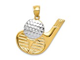 14k Two-tone Gold Textured Golf Pendant