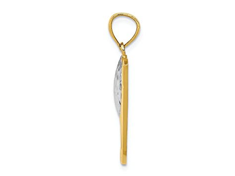 14k Two-tone Gold Textured Golf Pendant