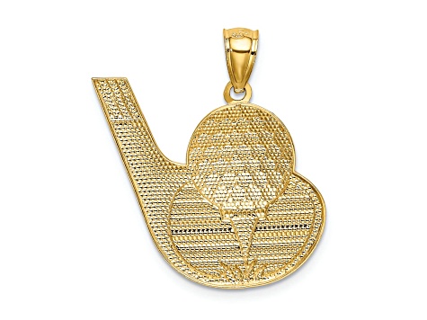 14k Two-tone Gold Textured Golf Pendant