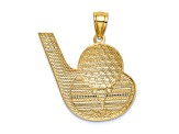 14k Two-tone Gold Textured Golf Pendant