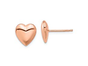 14k Rose Gold Polished Puffed Heart Stud Earrings