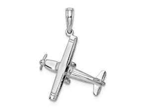 Rhodium Over 14k White Gold High Wing Airplane Pendant