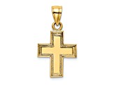 14K Yellow Gold Polished and Textured Cross Charm Pendant