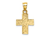 14K Yellow Gold Polished and Textured Cross Charm Pendant