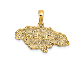 14k Yellow Gold Textured JAMAICA Map Charm