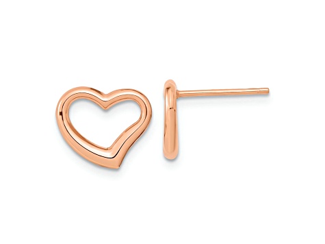 14k Rose Gold Polished Heart Stud Earrings