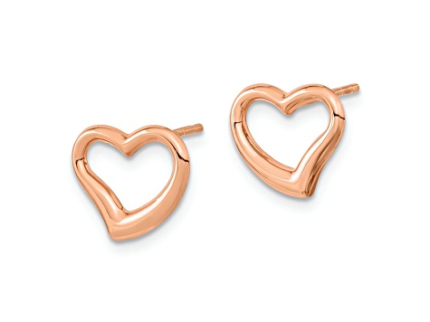 14k Rose Gold Polished Heart Stud Earrings