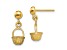14k Yellow Gold 3D Textured Mini Basket Drop Earrings