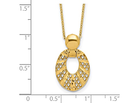 14K Yellow Gold Polished Diamond-cut 16-inch with 2.25-inch Extension Necklace
