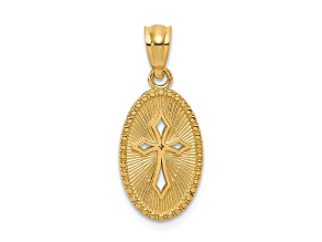 14K Yellow Gold Polished Small Cross Medal Pendant