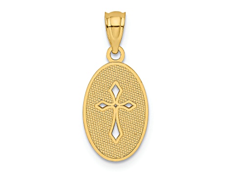 14K Yellow Gold Polished Small Cross Medal Pendant