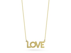 Bellissima Gold 14K Yellow Gold Etched LOVE Pendant Necklace