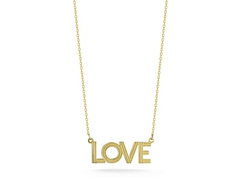 Picture of Bellissima Gold 14K Yellow Gold Etched LOVE Pendant Necklace