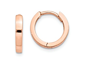 14k Rose Gold 7/16" Round Hinged Hoop Earrings