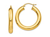 14k Yellow Gold 1 3/16" Polished Hoop Earrings