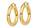 14k Yellow Gold 1 3/16" Polished Hoop Earrings