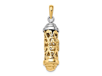 Picture of 14k Yellow Gold and 14k White Gold 3D Mezuzah Pendant