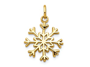 14K Yellow Gold Snowflake Charm Pendant