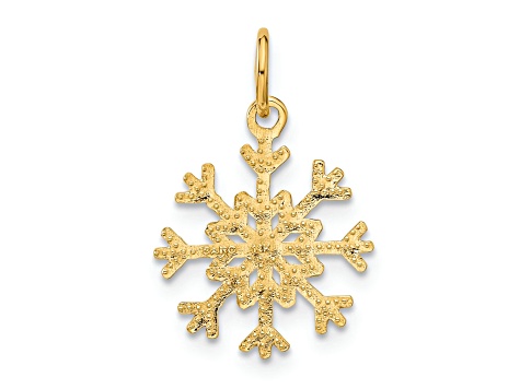 14K Yellow Gold Snowflake Charm Pendant