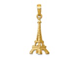 14k Yellow Gold Solid Polished and Textured 3D Eiffel Tower Pendant