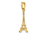 14k Yellow Gold Solid Polished and Textured 3D Eiffel Tower Pendant