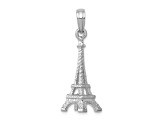 Rhodium Over 14k White Gold Solid Polished and Textured 3D Eiffel Tower Pendant