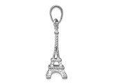 Rhodium Over 14k White Gold Solid Polished and Textured 3D Eiffel Tower Pendant
