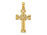 14K Yellow Gold Polished with X In Center of Cross Charm Pendant