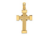 14K Yellow Gold Polished with X In Center of Cross Charm Pendant