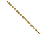 14k Yellow Gold Textured Turtle, Sand Dollar, Shell and Starfish Link Bracelet