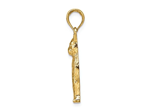 14K Yellow Gold Textured Sitting Cat Charm