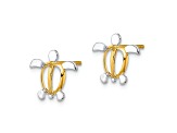 14K Yellow Gold and Rhodium Over 14K yellow Gold Sea Turtle Stud Earrings