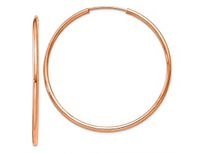 14k Rose Gold 1 1/2" Polished Endless Tube Hoop Earrings