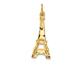 14k Yellow Gold Textured Eiffel Tower Charm Pendant