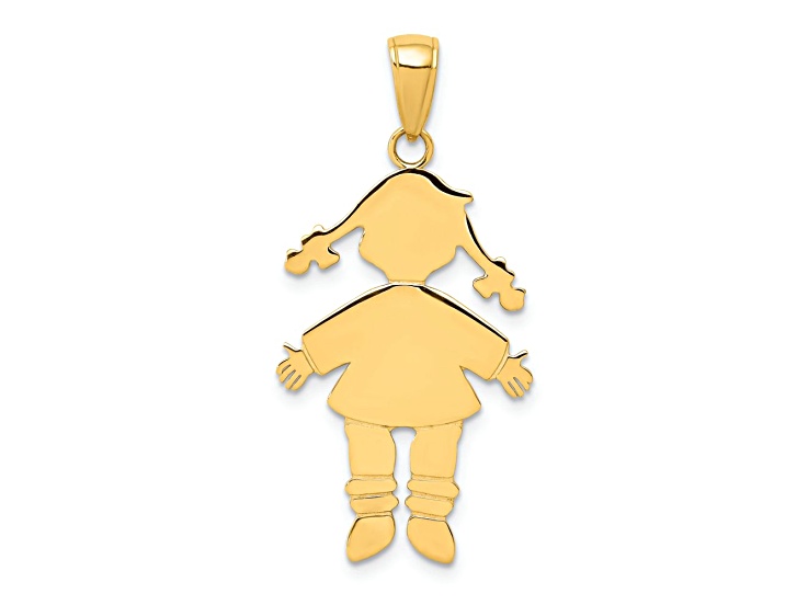14k Yellow Gold Flat Girl Charm
