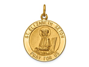 14k Yellow Gold Satin Saint Elizabeth Seton Medal Pendant