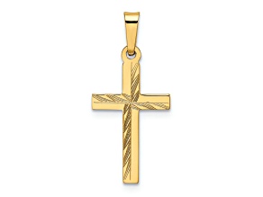 14k Yellow Gold Diamond-cut Small Cross Pendant