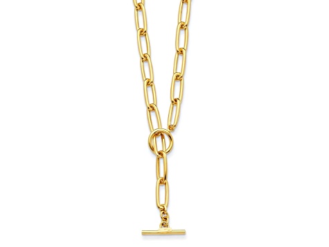 14K Yellow Gold Paperclip Y-drop 18-inch Toggle Necklace