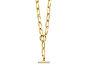 14K Yellow Gold Paperclip Y-drop 18-inch Toggle Necklace