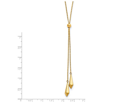 14K Yellow Gold Polished Adjustable Y Drop Necklace