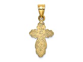 14k Yellow Gold Solid Polished and Textured Cross Pendant