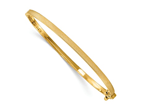 14K Yellow Gold Textured Hinged Bangle