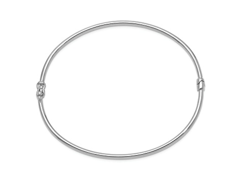 Rhodium Over 14K White Gold Hinged Bangle Bracelet